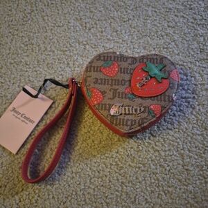 Juicy Couture Freshly Picked Strawberry Heart Zip Around Wristlet